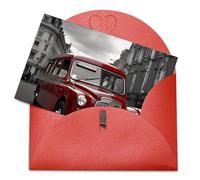 LFDSEPYM Biglietto di auguri vuoto con busta, carta perlata, biglietto per appunti con auto inglese che pensa a te, biglietto regalo per compleanno, congratulazioni, matrimonio, tutte le occasioni
