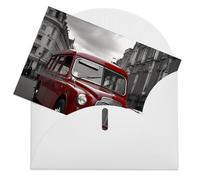 LFDSEPYM Biglietto di auguri vuoto con busta, carta perlata, biglietto per appunti con auto inglese che pensa a te, biglietto regalo per compleanno, congratulazioni, matrimonio, tutte le occasioni