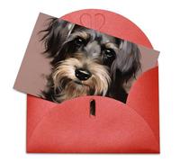 LFDSEPYM Biglietto di auguri vuoto con busta, carta perlata, biglietto per appunti con cane che pensa a te, biglietto regalo per compleanno, congratulazioni, matrimonio, tutte le occasioni