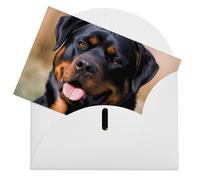LFDSEPYM Biglietto di auguri vuoto con busta, carta perlata, biglietto per appunti con cane Rottweiler, biglietto regalo per compleanno, congratulazioni, matrimonio, tutte le occasioni