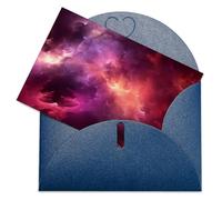 LFDSEPYM Biglietto di auguri vuoto con busta, carta perlata, biglietto per appunti con galassia rossa che pensa a te, biglietto regalo per compleanno, congratulazioni, matrimonio, tutte le occasioni