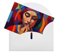 LFDSEPYM Biglietto di auguri vuoto con busta, carta perlata, biglietto per appunti con viso calmo che pensa a te, biglietto regalo per compleanno, congratulazioni, matrimonio, tutte le occasioni