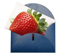 LFDSEPYM Biglietto di auguri vuoto con busta, carta perlata, biglietto per appunti, frutta, fragola, pensiero, biglietto regalo per compleanno, congratulazioni, matrimonio, tutte le occasioni