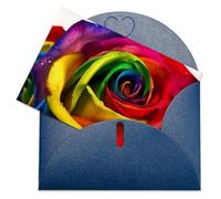 LFDSEPYM Biglietto di auguri vuoto con busta, carta perlata, biglietto per appunti, rose arcobaleno che pensano a te, biglietto regalo per compleanno, congratulazioni, matrimonio, tutte le occasioni