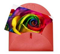 LFDSEPYM Biglietto di auguri vuoto con busta, carta perlata, biglietto per appunti, rose arcobaleno che pensano a te, biglietto regalo per compleanno, congratulazioni, matrimonio, tutte le occasioni