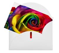LFDSEPYM Biglietto di auguri vuoto con busta, carta perlata, biglietto per appunti, rose arcobaleno che pensano a te, biglietto regalo per compleanno, congratulazioni, matrimonio, tutte le occasioni