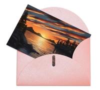 LFDSEPYM Biglietto di auguri vuoto con busta, carta perlata, biglietto per appunti, tramonto sul lago, biglietto regalo per compleanno, congratulazioni, matrimonio, tutte le occasioni