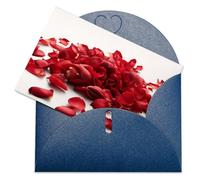LFDSEPYM Biglietto di auguri vuoto con busta, carta perlata, petali rossi, sparsi per pensare a te, biglietto regalo per compleanno, congratulazioni, matrimonio, tutte le occasioni