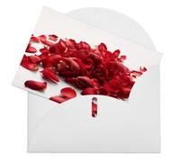 LFDSEPYM Biglietto di auguri vuoto con busta, carta perlata, petali rossi, sparsi per pensare a te, biglietto regalo per compleanno, congratulazioni, matrimonio, tutte le occasioni