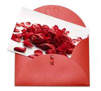 LFDSEPYM Biglietto di auguri vuoto con busta, carta perlata, petali rossi, sparsi per pensare a te, biglietto regalo per compleanno, congratulazioni, matrimonio, tutte le occasioni