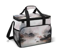 LFDSEPYM Borsa termica grande con doppia cerniera, romantica, vista fiume, borsa termica per la spesa, riutilizzabile, per campeggio, spiaggia