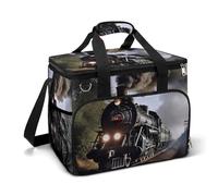 LFDSEPYM Borsa termica grande per il pranzo, con doppia cerniera, con treno a vapore, borsa per la spesa, riutilizzabile, per campeggio, spiaggia