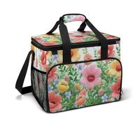 LFDSEPYM Borsa termica grande per il pranzo, con doppia cerniera, motivo floreale felice, borsa termica per la spesa, riutilizzabile, per campeggio, spiaggia
