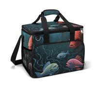 LFDSEPYM Borsa termica grande per il pranzo, con doppia cerniera, motivo: pesce parlare, borsa termica per la spesa, riutilizzabile, per campeggio e spiaggia