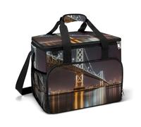 LFDSEPYM Borsa termica grande per il pranzo, con doppia cerniera, ponte skyline, borsa termica per la spesa, riutilizzabile, per campeggio e spiaggia