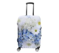 LFDSEPYM Copertura per bagagli da viaggio, elastica, lavabile, protezione per bagagli con cerniera, bellissimi fiori bianchi e blu, antigraffio, protezione per valigie, 48,9 cm - 81 cm, Bellissimi