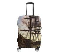 LFDSEPYM Copertura per bagagli da viaggio elastica lavabile protezione per bagagli con cerniera nave pirata antigraffio protezione per valigia divertente custodia per bagagli 48 cm - 81 cm, Nave dei