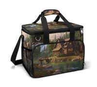 LFDSEPYM The Lake, borsa termica per il pranzo, grande, con doppia cerniera, borsa termica per la spesa, riutilizzabile, per campeggio e spiaggia