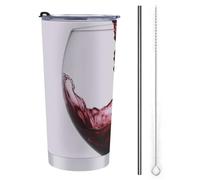 LFDSPYJE Bicchiere termico da 590 ml, con coperchio e cannuccia, in acciaio inox, tazza da viaggio 3D a forma di cuore, tazza da caffè a doppia parete, riutilizzabile, per donne e uomini
