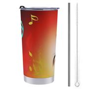 LFDSPYJE Bicchiere termico da 590 ml, con coperchio e cannuccia, in acciaio inox, tazza da viaggio per danza, musica, caffè, tazza da caffè a doppia parete, riutilizzabile, per donne e uomini