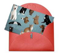 LFDSPYJE Biglietti di auguri con buste, carta perlescente che pensa a te, con la pioggia di gatti e cani, biglietti di ringraziamento vuoti per tutte le occasioni