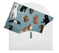 LFDSPYJE Biglietti di auguri con buste, carta perlescente che pensa a te, con la pioggia di gatti e cani, biglietti di ringraziamento vuoti per tutte le occasioni