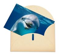LFDSPYJE Biglietti di auguri con buste, carta perlescente che pensa a te, delfino con sorriso, biglietti di compleanno, biglietti di ringraziamento, biglietti vuoti per tutte le occasioni