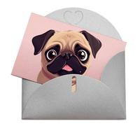 LFDSPYJE Biglietti di auguri con buste, carta perlescente che pensa a te, divertente biglietto di compleanno con carlino, biglietti di ringraziamento vuoti per tutte le occasioni