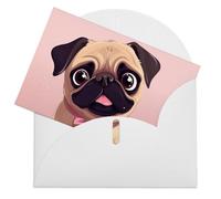 LFDSPYJE Biglietti di auguri con buste, carta perlescente che pensa a te, divertente biglietto di compleanno con carlino, biglietti di ringraziamento vuoti per tutte le occasioni