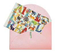 LFDSPYJE Biglietti di auguri con buste carta perlescente Thinking of You Biglietto colorato con lettere dell'alfabeto con animali, biglietti di ringraziamento, biglietti vuoti per tutte le occasioni