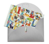 LFDSPYJE Biglietti di auguri con buste carta perlescente Thinking of You Biglietto colorato con lettere dell'alfabeto con animali, biglietti di ringraziamento, biglietti vuoti per tutte le occasioni