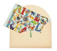 LFDSPYJE Biglietti di auguri con buste carta perlescente Thinking of You Biglietto colorato con lettere dell'alfabeto con animali, biglietti di ringraziamento, biglietti vuoti per tutte le occasioni