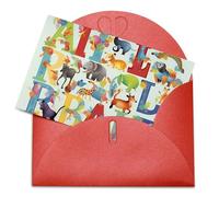 LFDSPYJE Biglietti di auguri con buste carta perlescente Thinking of You Biglietto colorato con lettere dell'alfabeto con animali, biglietti di ringraziamento, biglietti vuoti per tutte le occasioni
