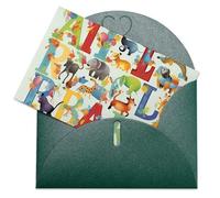 LFDSPYJE Biglietti di auguri con buste carta perlescente Thinking of You Biglietto colorato con lettere dell'alfabeto con animali, biglietti di ringraziamento, biglietti vuoti per tutte le occasioni
