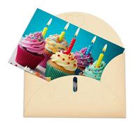 LFDSPYJE Biglietti di auguri con buste carta perlescente Thinking of You Biglietto colorato Happy Birthday Cupcakes Biglietti di compleanno Biglietti di ringraziamento Biglietti vuoti per tutte le
