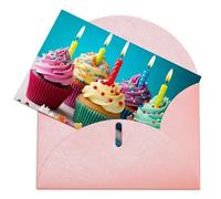 LFDSPYJE Biglietti di auguri con buste carta perlescente Thinking of You Biglietto colorato Happy Birthday Cupcakes Biglietti di compleanno Biglietti di ringraziamento Biglietti vuoti per tutte le