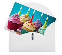 LFDSPYJE Biglietti di auguri con buste carta perlescente Thinking of You Biglietto colorato Happy Birthday Cupcakes Biglietti di compleanno Biglietti di ringraziamento Biglietti vuoti per tutte le