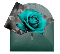 LFDSPYJE Biglietti di auguri con buste carta perlescente Thinking of You Biglietto di compleanno grigio foglia di tè rosa biglietti di ringraziamento biglietti vuoti per tutte le occasioni