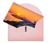 LFDSPYJE Biglietti di auguri con buste carta perlescente Thinking of You Card Grecia Island Tramonto Paesaggio Biglietti di compleanno Biglietti di ringraziamento Biglietti vuoti per tutte le