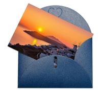 LFDSPYJE Biglietti di auguri con buste carta perlescente Thinking of You Card Grecia Island Tramonto Paesaggio Biglietti di compleanno Biglietti di ringraziamento Biglietti vuoti per tutte le