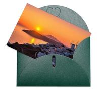 LFDSPYJE Biglietti di auguri con buste carta perlescente Thinking of You Card Grecia Island Tramonto Paesaggio Biglietti di compleanno Biglietti di ringraziamento Biglietti vuoti per tutte le