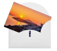 LFDSPYJE Biglietti di auguri con buste carta perlescente Thinking of You Card Grecia Island Tramonto Paesaggio Biglietti di compleanno Biglietti di ringraziamento Biglietti vuoti per tutte le