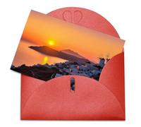 LFDSPYJE Biglietti di auguri con buste carta perlescente Thinking of You Card Grecia Island Tramonto Paesaggio Biglietti di compleanno Biglietti di ringraziamento Biglietti vuoti per tutte le