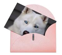 LFDSPYJE Biglietti di auguri con buste, carta perlescente Thinking of You, con occhi azzurri, biglietti di compleanno con husky, biglietti di ringraziamento vuoti per tutte le occasioni