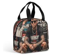 LFDSPYJE Borsa termica per il pranzo a tema cultura di strada, per donne e uomini, riutilizzabile, a prova di perdite, per adulti, grande, per la preparazione dei pasti, per ufficio, lavoro, picnic