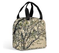 LFDSPYJE Borsa termica per il pranzo con albero fiorito e borsa termica per bicicletta, per donne e uomini, riutilizzabile, a prova di perdite, per adulti, grande, per la preparazione dei pasti, per