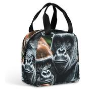 LFDSPYJE Borsa termica per il pranzo con due gorilla che si abbracciano l'un l'altro, borsa termica per donne e uomini, riutilizzabile, a prova di perdite, per adulti, grande, contenitori per la