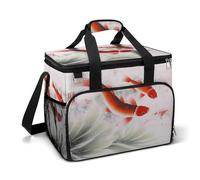 LFDSPYJE Borsa termica termica per il pranzo, con tasca laterale, alla carpa rossa, grande, riutilizzabile, per campeggio, spiaggia