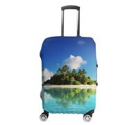 LFDSPYJE Copertura per bagagli da viaggio con cerniera laterale, bella isola nel mare, elastica, lavabile, antigraffio, protezione per bagagli per valigie da 48-81 cm, Bella isola nel mare, L
