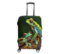 LFDSPYJE Copertura per bagagli da viaggio con cerniera laterale colorata rane e libellule elastiche lavabili protettive antigraffio per valigie decorative per valigie da 48-81 cm, Rane colorate e